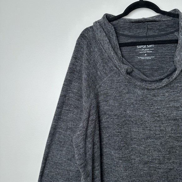 Torrid Charcoal Gray Super Soft Plush Cowl Neck Raglan Tunic Sweatshirt - Picture 8 of 15